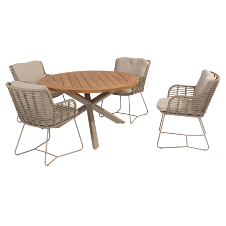 4 Seasons Outdoor Prado Fabrice dining tuinset 5 delig 130 cm rond teak latte legs 4 Seasons Outdoor 4 Seasons Outdoor Prado Fabrice dining tuinset 5 delig 130 cm rond teak latte legs 4 Seasons Outdoor