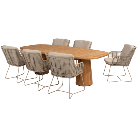 4 Seasons Outdoor Capri Fabrice dining tuinset 7 delig 240x110xH75 cm teak latte 4 Seasons Outdoor 4 Seasons Outdoor Capri Fabrice dining tuinset 7 delig 240x110xH75 cm teak latte 4 Seasons Outdoor