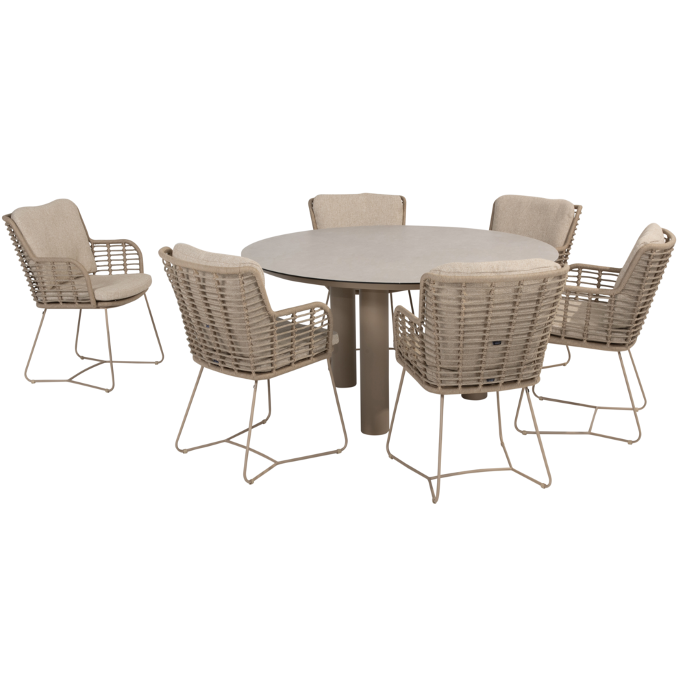 4 Seasons Outdoor Donato Fabrice dining tuinset 7 delig 160 cm rond keramiek latte 4 Seasons Outdoor 4 Seasons Outdoor Donato Fabrice dining tuinset 7 delig 160 cm rond keramiek latte 4 Seasons Outdoor