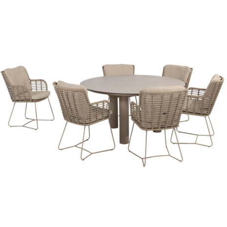 4 Seasons Outdoor Donato Fabrice dining tuinset 7 delig 160 cm rond keramiek latte 4 Seasons Outdoor 4 Seasons Outdoor Donato Fabrice dining tuinset 7 delig 160 cm rond keramiek latte 4 Seasons Outdoor