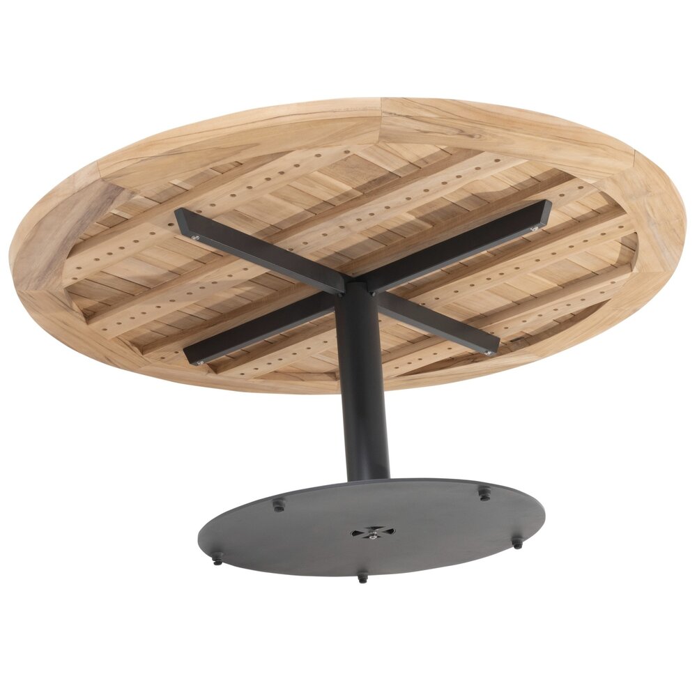 AVH-Collectie Arezzo Saba low dining tuinset 160xH75 cm rond 7 delig teak rope AVH-Collectie Arezzo Saba low dining tuinset 160xH75 cm rond 7 delig teak rope