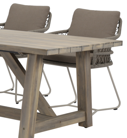AVH-Collectie Taranto Ravello dining tuinset 250x100xH76 cm 7 delig rope acacia AVH-Collectie Taranto Ravello dining tuinset 250x100xH76 cm 7 delig rope acacia