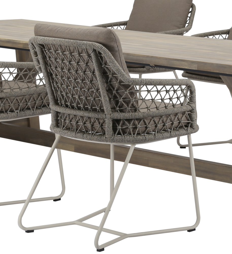 AVH-Collectie Taranto Ravello dining tuinset 250x100xH76 cm 7 delig rope acacia AVH-Collectie Taranto Ravello dining tuinset 250x100xH76 cm 7 delig rope acacia