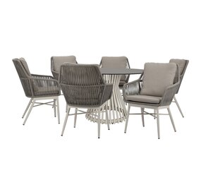 AVH-Collectie Tivoli Pasadena dining tuinset 140 cm rond 6 delig latte keramiek AVH-Collectie Tivoli Pasadena dining tuinset 140 cm rond 6 delig latte keramiek