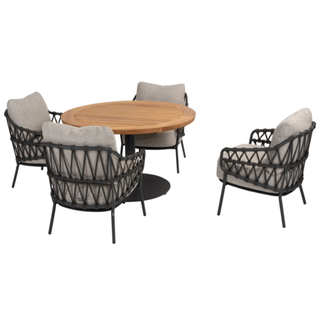 4 Seasons Outdoor Saba Calpi low dining tuinset 5 delig 130 cm rond teak antraciet 4 Seasons Outdoor 4 Seasons Outdoor Saba Calpi low dining tuinset 5 delig 130 cm rond teak antraciet 4 Seasons Outdoor