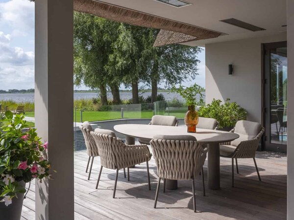 4 Seasons Outdoor Arizona Montera dining tuinset 7 delig 240x130xH75 cm pebble keramiek terre 4 Seasons Outdoor