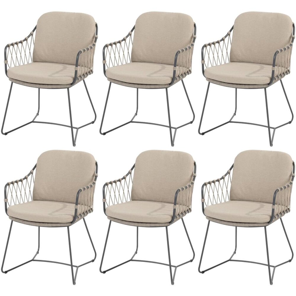 Taste 4SO Prego dining tuinstoel rope antraciet taupe Taste 4SO set van 6 Taste 4SO Prego dining tuinstoel rope antraciet taupe Taste 4SO set van 6