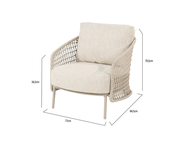 4 Seasons Outdoor Puccini lounge tuinstoel met 2 kussens latte 4 Seasons Outdoor