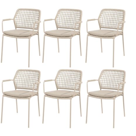 4 Seasons Outdoor Barista dining tuinstoel stapelbaar latte Taste 4SO set van 6 4 Seasons Outdoor Barista dining tuinstoel stapelbaar latte Taste 4SO set van 6