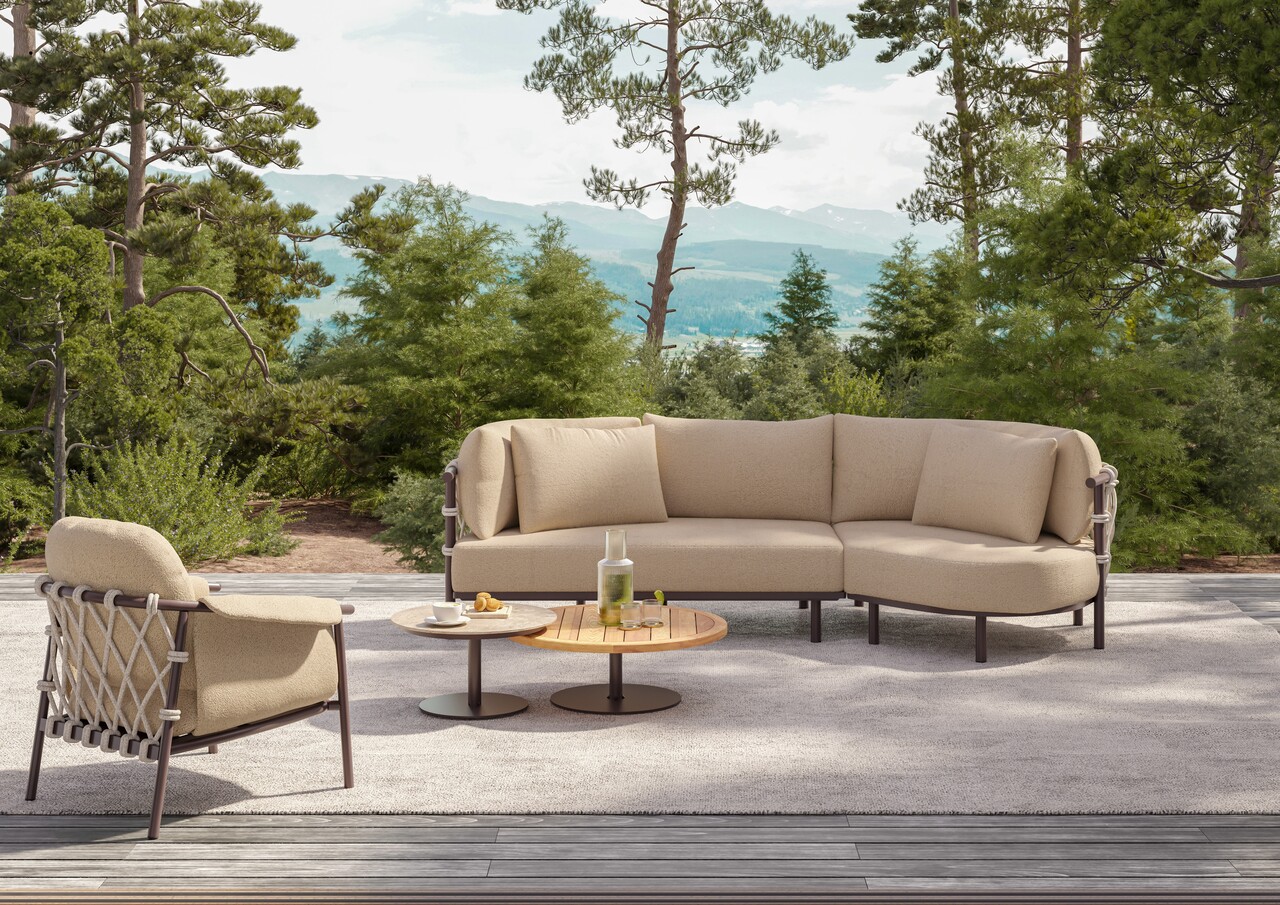 4 Seasons Outdoor Ezra chaise longue organische loungeset 3 delig terre 4 Seasons Outdoor