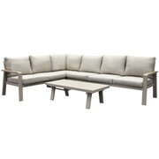 AVH-Collectie Lola hoek loungeset 5-delig aluminium latte zand