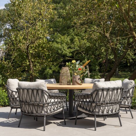 4 Seasons Outdoor Saba Calpi low dining tuinset 7 delig 160 cm rond 4 Seasons Outdoor 4 Seasons Outdoor Saba Calpi low dining tuinset 7 delig 160 cm rond 4 Seasons Outdoor
