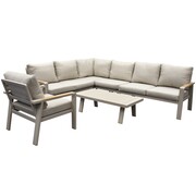 AVH-Collectie Lola hoek loungeset 6-delig aluminium zand latte