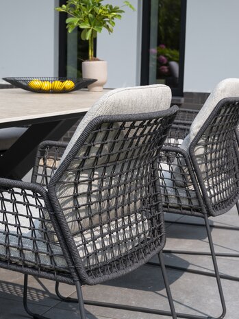 4 Seasons Outdoor Rhodos Locarno dining tuinset 130 cm 5 delig rond Hpl antraciet 4 Seasons Outdoor