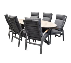 AVH-Collectie Kota Salvador dining tuinset ovaal verstelbaar 220x115xH75 cm 7 delig polywood AVH-Collectie Kota Salvador dining tuinset ovaal verstelbaar 220x115xH75 cm 7 delig polywood