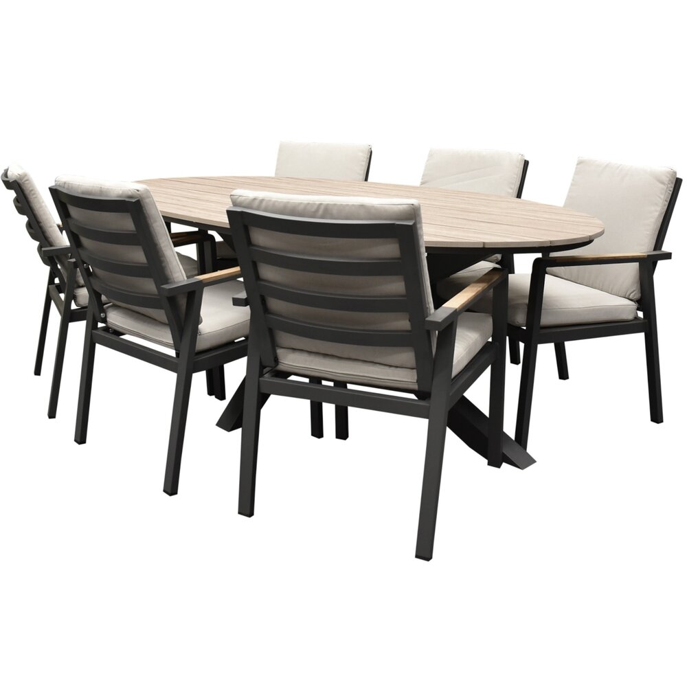 AVH-Collectie Lola Salvador dining tuinset ovaal 220x115xH75 cm 7 delig polywood AVH-Collectie Lola Salvador dining tuinset ovaal 220x115xH75 cm 7 delig polywood