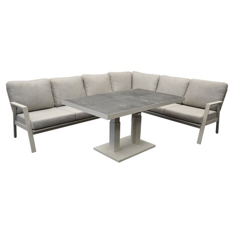 AVH-Collectie Barolo hoek dining loungeset 8 delig aluminium verstelbare tafel latte zand AVH-Collectie Barolo hoek dining loungeset 8 delig aluminium verstelbare tafel latte zand