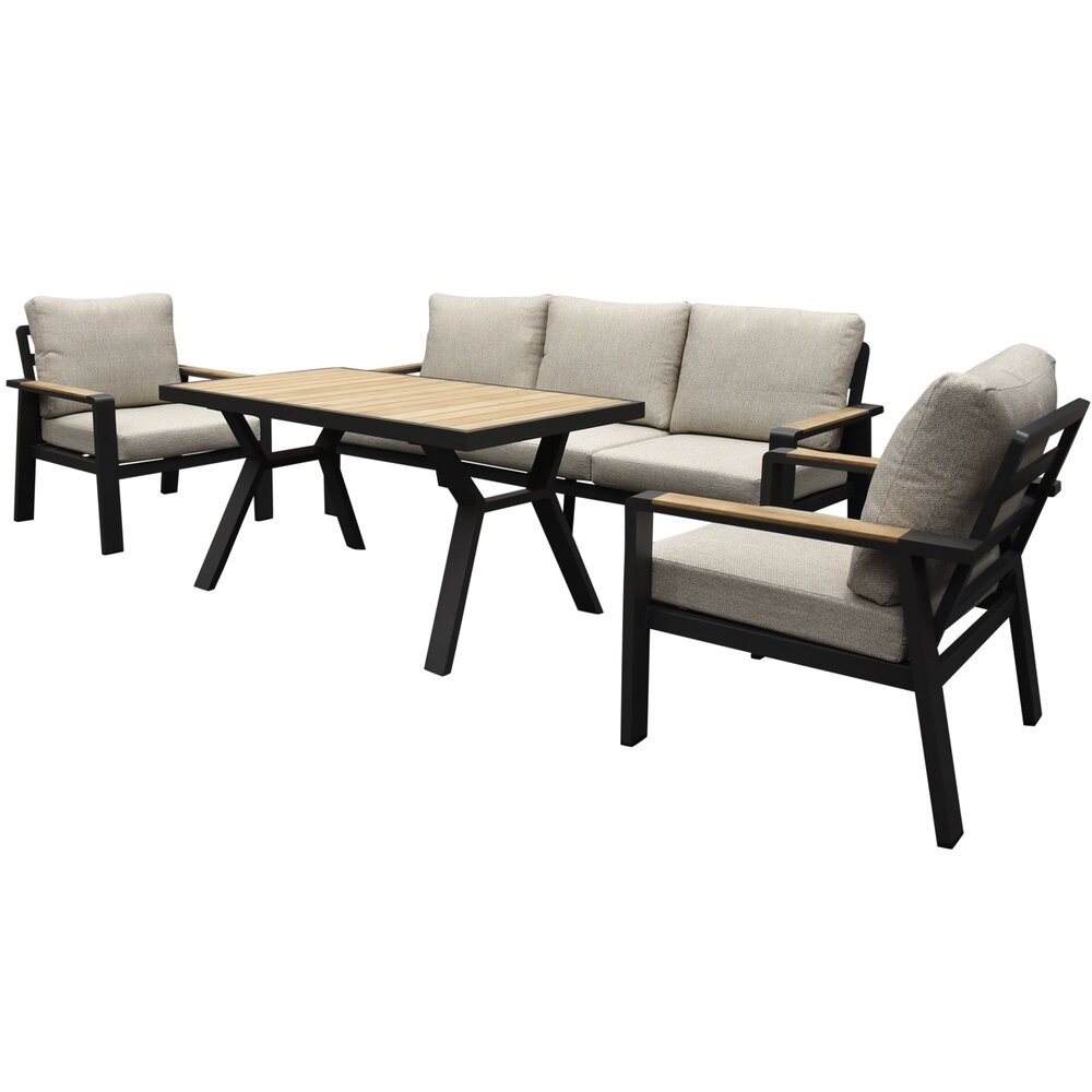 AVH-Collectie Lola stoel bank dining loungeset 4 delig antraciet aluminium AVH-Collectie Lola stoel bank dining loungeset 4 delig antraciet aluminium