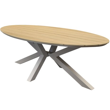 AVH-Collectie Saigon Salvador dining tuinset ovaal 220x115xH75 cm 7 delig polywood zand AVH-Collectie Saigon Salvador dining tuinset ovaal 220x115xH75 cm 7 delig polywood zand