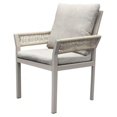 AVH-Collectie Saigon dining tuinstoel aluminium latte soft grey kussens AVH-Collectie Saigon dining tuinstoel aluminium latte soft grey kussens