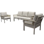 AVH-Collectie Saigon stoel bank loungeset 3 delig latte zand aluminium