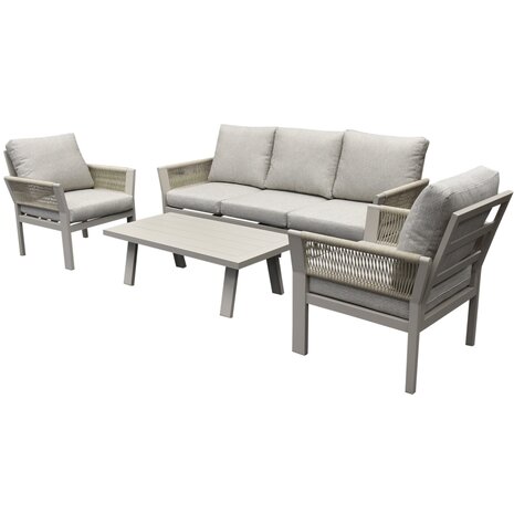 AVH-Collectie Saigon stoel bank loungeset 4 delig latte zand aluminium AVH-Collectie Saigon stoel bank loungeset 4 delig latte zand aluminium