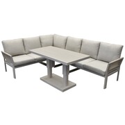 AVH-Collectie Saigon lounge dining set 5 delig verstelbare tafel latte zand