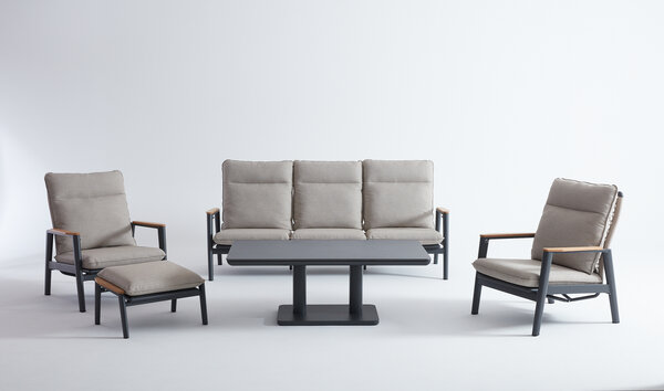 AVH-Collectie Alzano 3-zitsbank zand rope aluminium antraciet AVH-Collectie Alzano 3-zitsbank zand rope aluminium antraciet