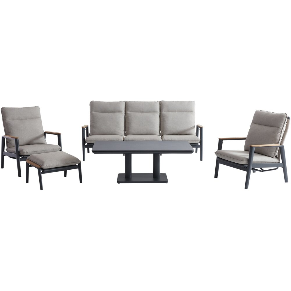 AVH-Collectie Alzano stoel bank loungeset 5 delig verstelbaar zand rope aluminium antraciet AVH-Collectie Alzano stoel bank loungeset 5 delig verstelbaar zand rope aluminium antraciet