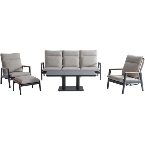 AVH-Collectie Alzano stoel bank loungeset 5 delig verstelbaar zand rope aluminium antraciet AVH-Collectie Alzano stoel bank loungeset 5 delig verstelbaar zand rope aluminium antraciet