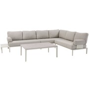 AVH-Collectie Hong Kong hoek loungeset 5 delig aluminium latte zand