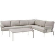 AVH-Collectie Hong Kong hoek loungeset 4 delig aluminium latte zand