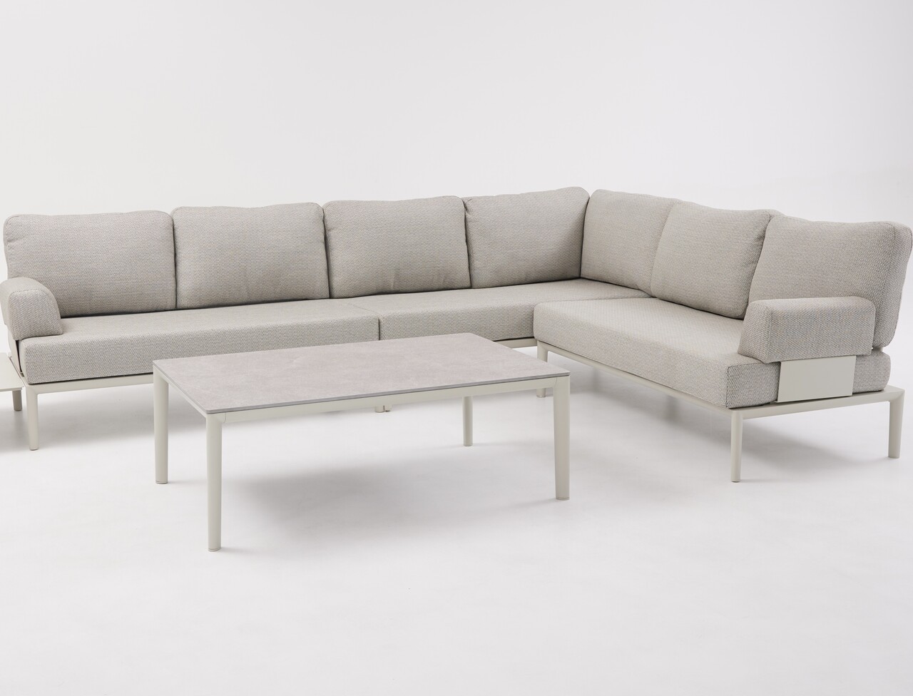 AVH-Collectie Hong Kong hoek loungeset 4 delig aluminium latte zand AVH-Collectie Hong Kong hoek loungeset 4 delig aluminium latte zand