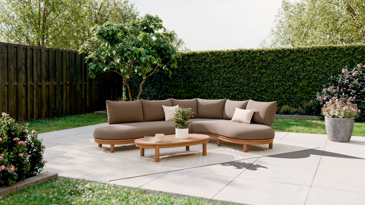 AVH-Collectie Eleganza organische hoek loungeset 3 delig hardhout