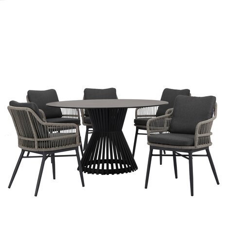 AVH-Collectie Catania Pasadena dining tuinset 140xH75 cm rond 6 delig AVH-Collectie Catania Pasadena dining tuinset 140xH75 cm rond 6 delig