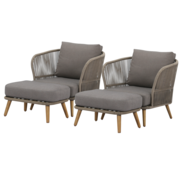 AVH-Collectie Volterra lounge balkonset 4 delig licht bruin wicker