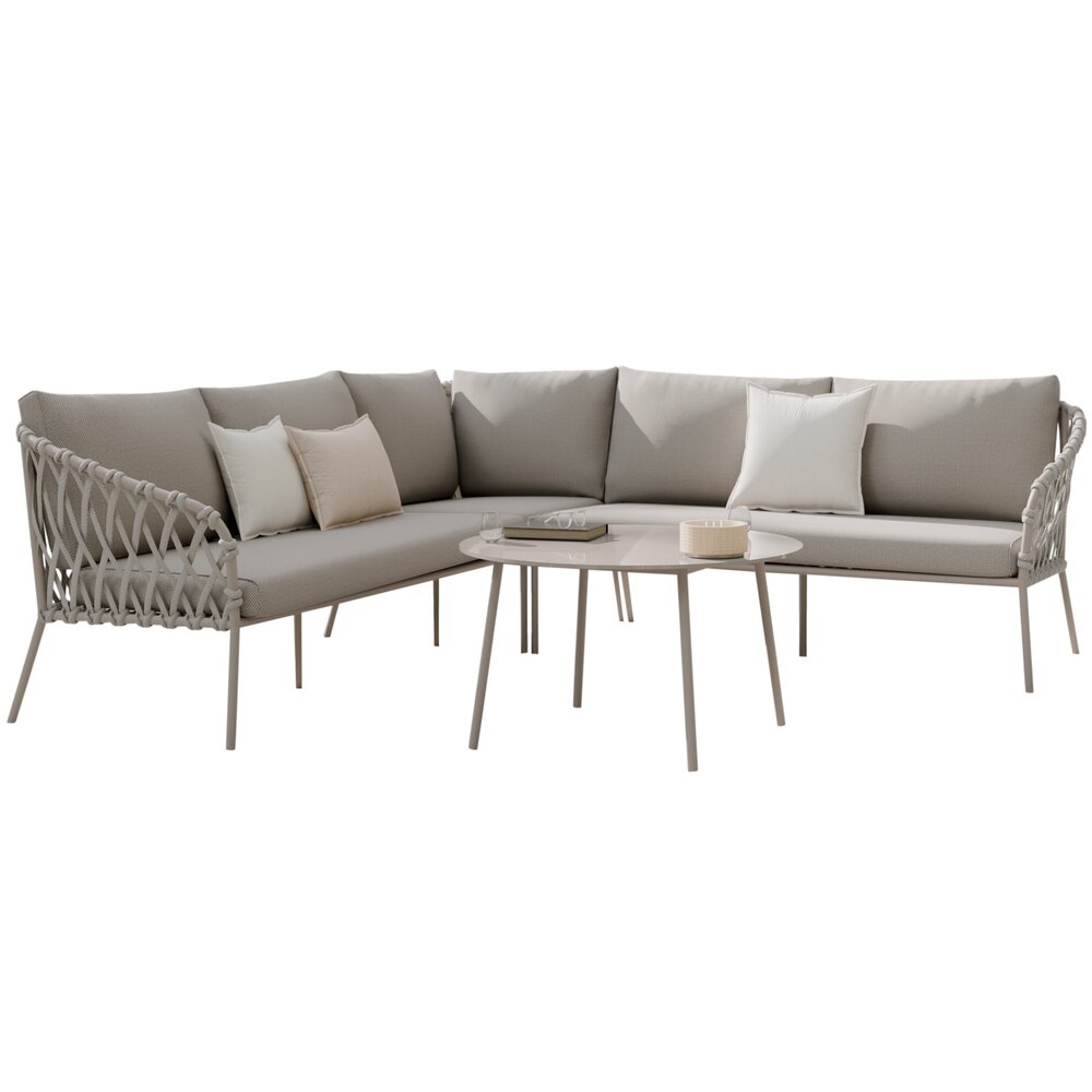 AVH-Collectie Monte Rosa hoek loungeset 3 delig aluminium bruin rope