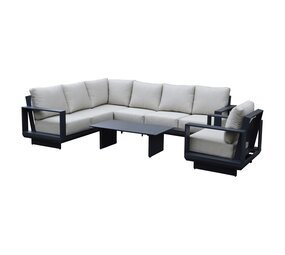 AVH-Collectie Avellino hoek loungeset 6 delig antraciet aluminium soft grey