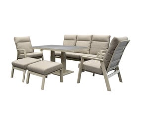 AVH-Collectie Barolo New York stoel bank dining loungeset 6 delig verstelbaar latte