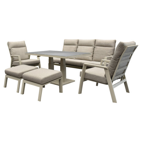 AVH-Collectie Barolo New York stoel bank dining loungeset 6 delig verstelbaar latte