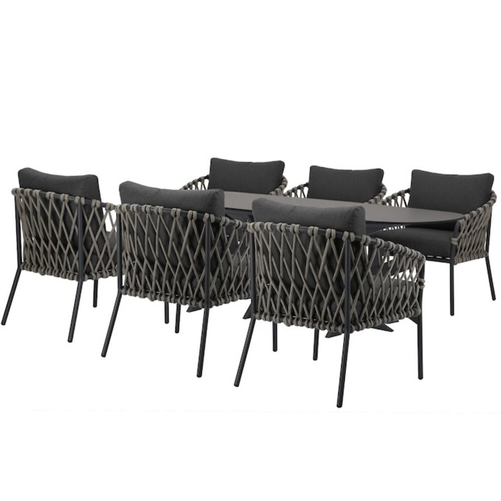 AVH-Collectie Amalfi San Francisco low dining tuinset 7 delig 240x100xH69 cm keramiek rope AVH-Collectie Amalfi San Francisco low dining tuinset 7 delig 240x100xH69 cm keramiek rope