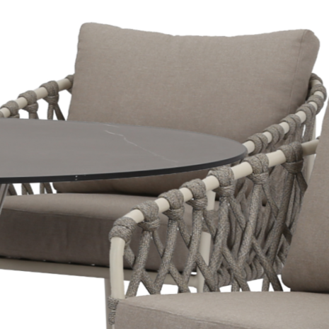 AVH-Collectie Amalfi Pasadena low dining tuinset 5 delig zand AVH-Collectie Amalfi Pasadena low dining tuinset 5 delig zand