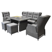 AVH-Collectie Ibiza premium stoel bank dining loungeset verstelbaar 6 delig antraciet