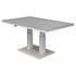New York lounge-diningtafel 140x85xH49-72 in hoogte verstelbaar aluminium latte glass top