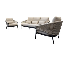 SUNS Suns Santorini stoel bank loungeset 3 delig antraciet SUNS Suns Santorini stoel bank loungeset 3 delig antraciet