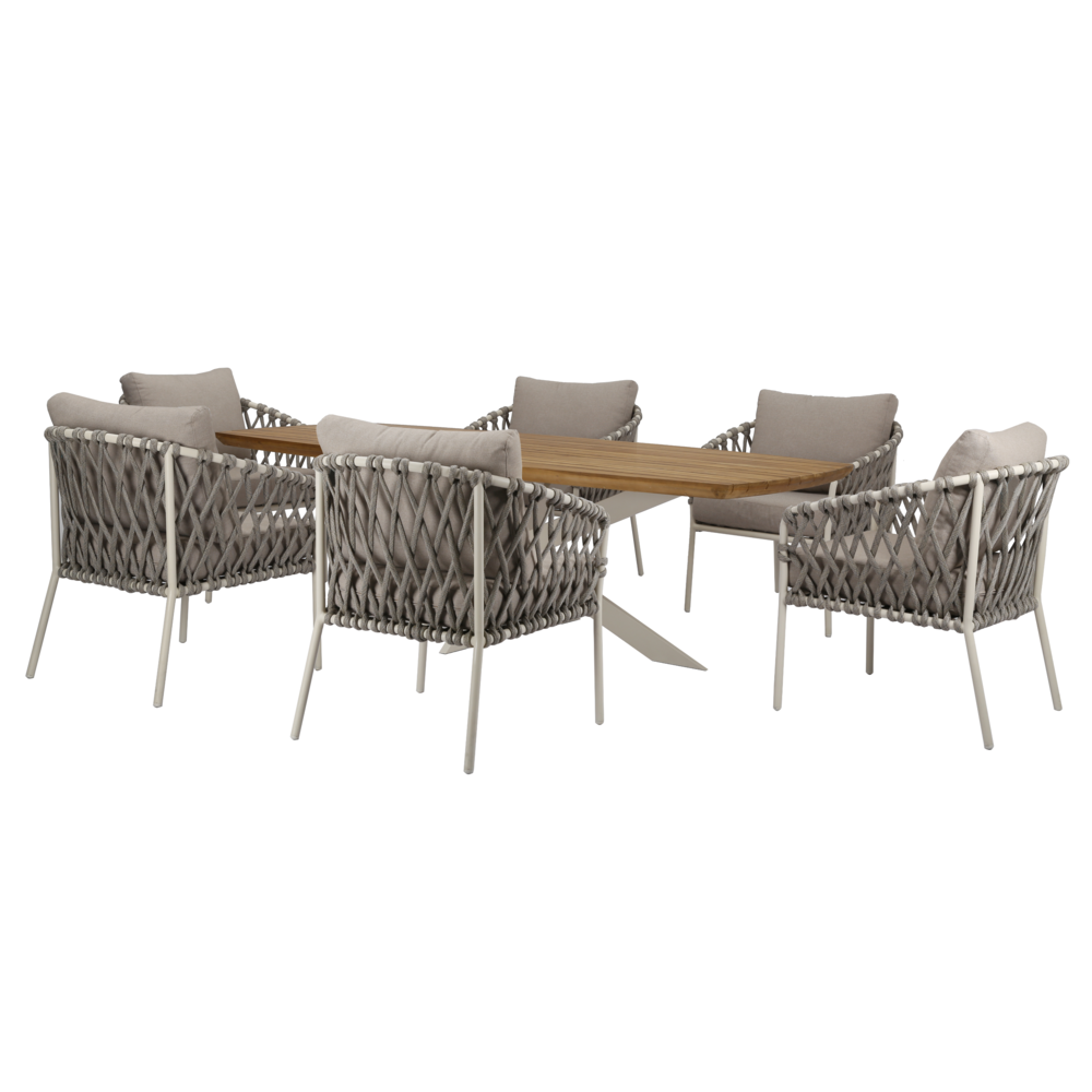 AVH-Collectie Amalfi Lido low dining tuinset 240x110xH69 cm 7 delig sand AVH-Collectie Amalfi Lido low dining tuinset 240x110xH69 cm 7 delig sand