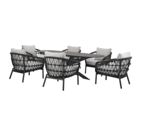 AVH-Collectie Arezzo San Francisco low dining tuinset 240x100xH69 cm 7 delig antraciet AVH-Collectie Arezzo San Francisco low dining tuinset 240x100xH69 cm 7 delig antraciet