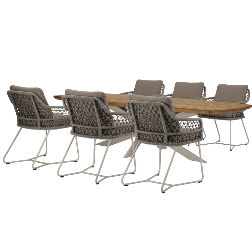 AVH-Collectie Taranto Lido dining tuinset 240x110xH75 cm 7 delig sand