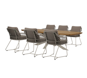 AVH-Collectie Taranto Lido dining tuinset 240x110xH75 cm 7 delig sand AVH-Collectie Taranto Lido dining tuinset 240x110xH75 cm 7 delig sand