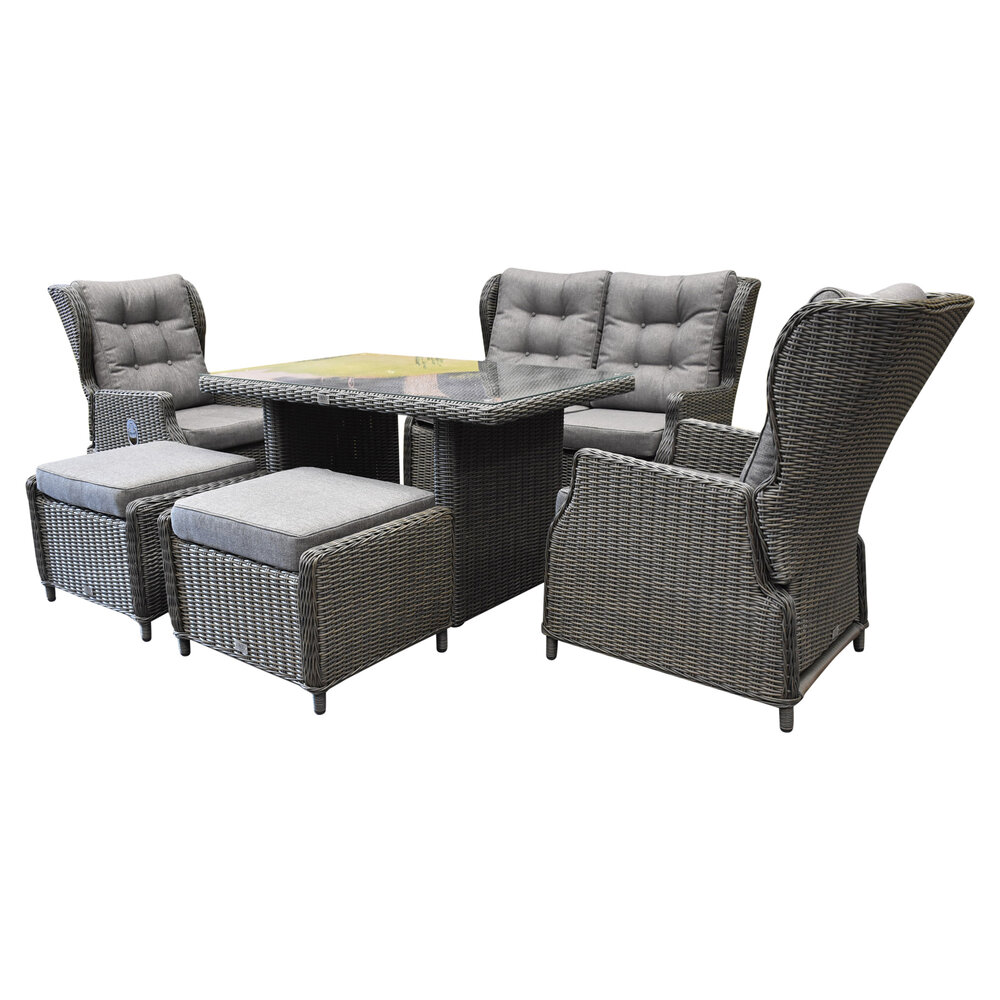 AVH-Collectie Ibiza premium stoel-bank loungeset verstelbaar 6-delig antraciet AVH-Collectie Ibiza premium stoel-bank loungeset verstelbaar 6-delig antraciet